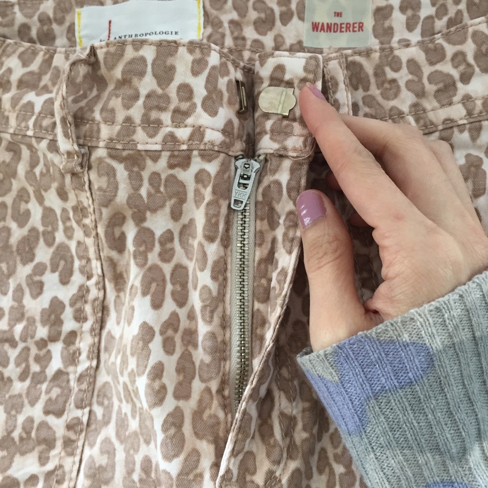 Anthropologie animal print cheetah pants tan 27 - Picture 6 of 16